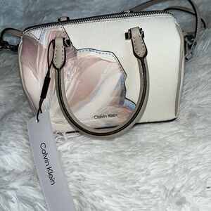 Calvin Klein Crossbody Bag Satchel Mini Floral NWT Beige
